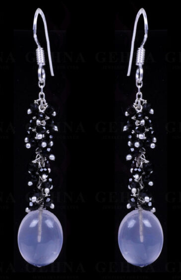 Rose Quartz & Black Spinel Gemstone Earrings Made In .925 Sterling Silver ES-1115