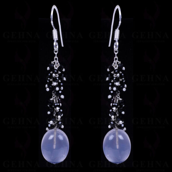 Rose Quartz & Black Spinel Gemstone Earrings Made In .925 Sterling Silver ES-1115