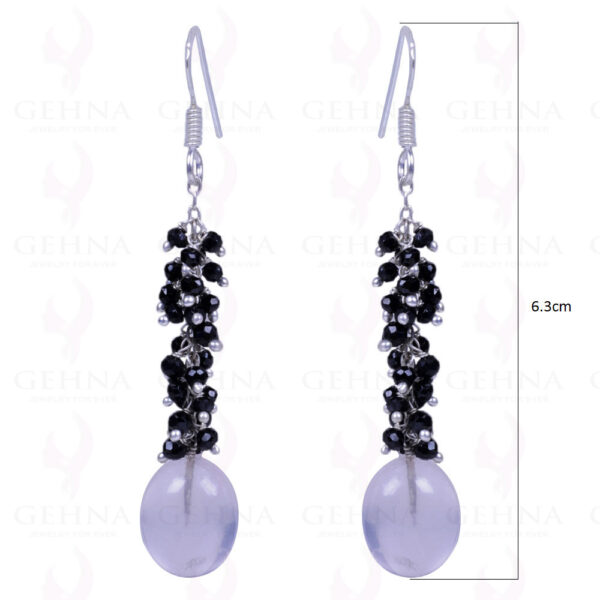 Rose Quartz & Black Spinel Gemstone Earrings Made In .925 Sterling Silver ES-1115