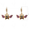 Simulated Diamond Studded Gold Plated Pigge Shaped Earrings FE-1115