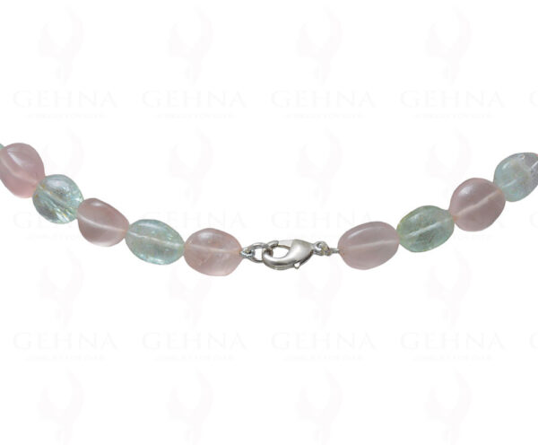 Rose Quartz & Aquamarine Gemstone Bead Tumble String Necklace NS-1115