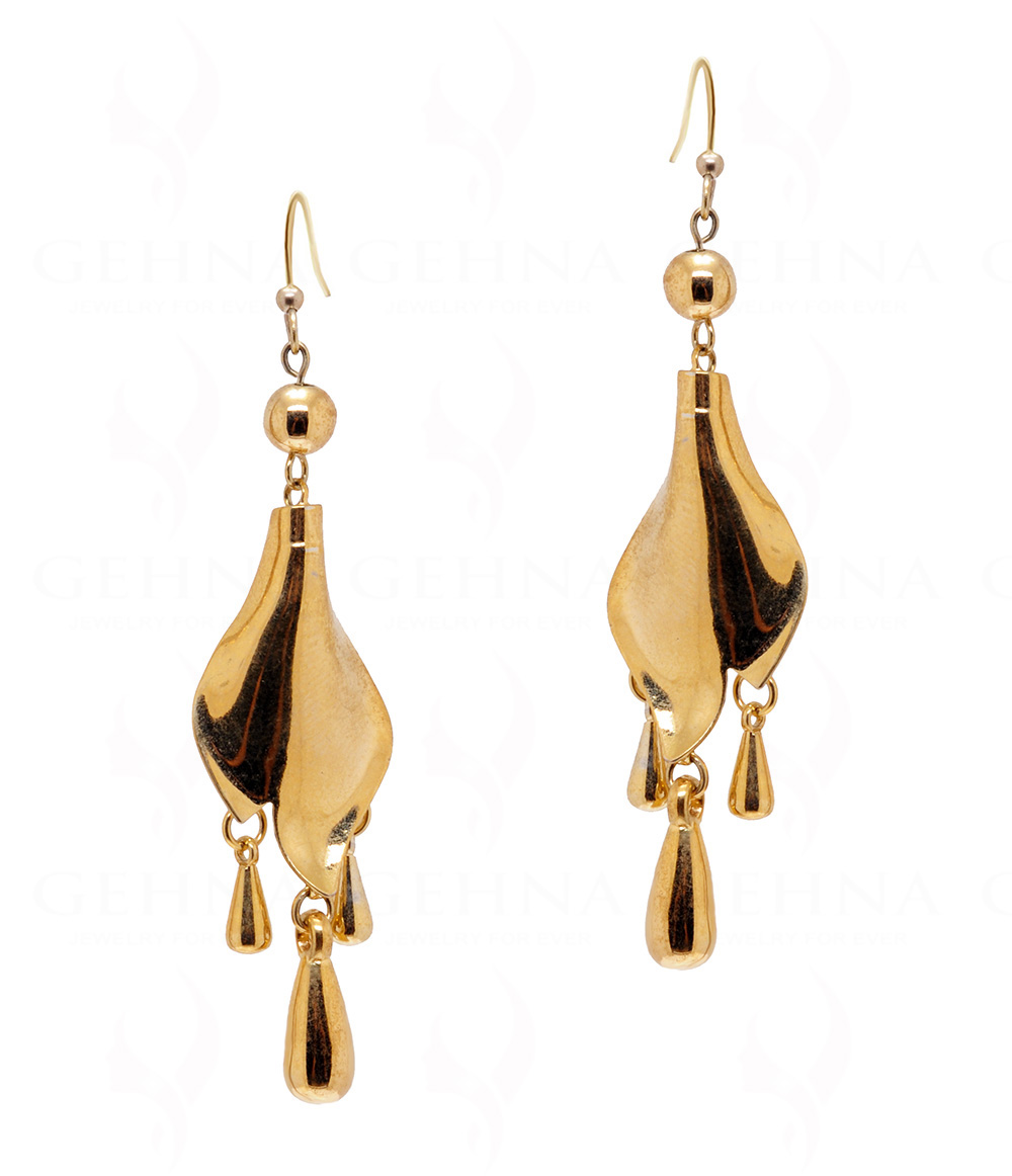 Gold Plated Teardrop Shaped Beautiful Pair Of Earrings FE-1116