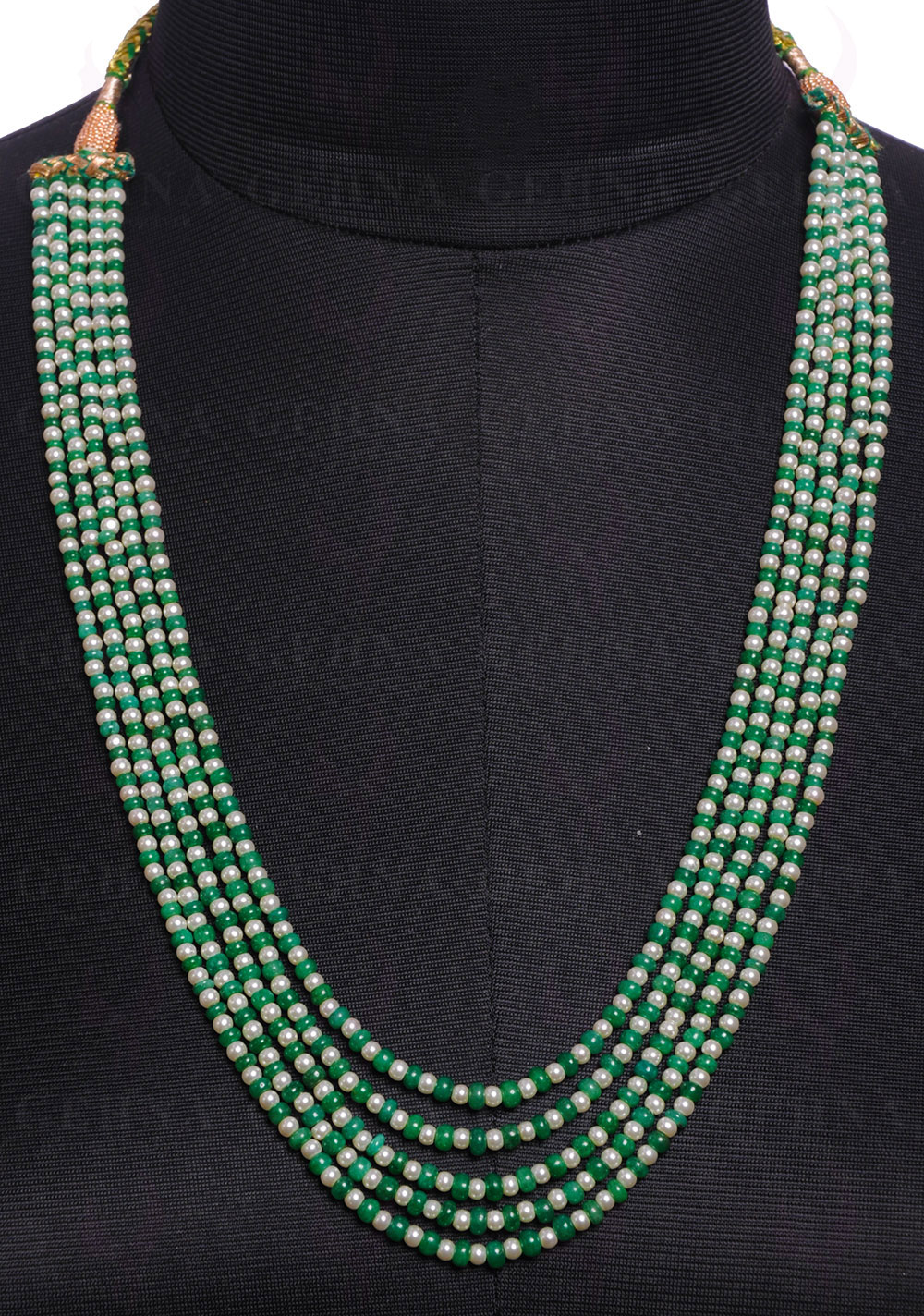 5 Rows Pearl & Emerald Gemstone Bead Necklace NM-1116