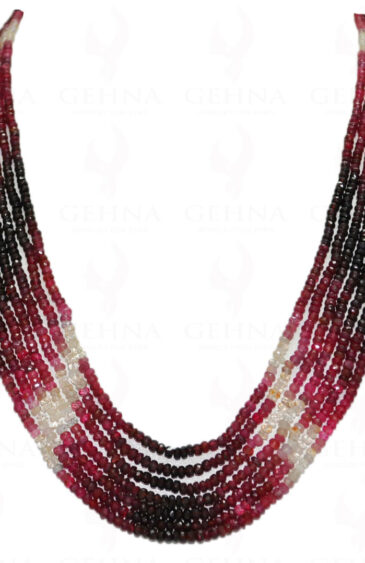 7 Rows Of Ruby Shaded Faceted Bead Necklace NP-1116