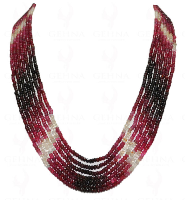 7 Rows Of Ruby Shaded Faceted Bead Necklace NP-1116