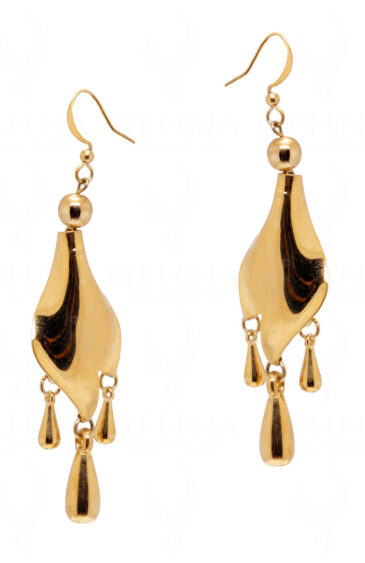 Gold Plated Teardrop Shaped Beautiful Pair Of Earrings FE-1116
