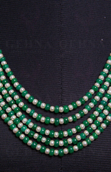 5 Rows Pearl & Emerald Gemstone Bead Necklace NM-1116