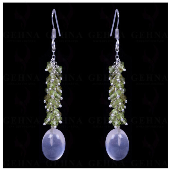 Rose Quartz & Peridot Gemstone Earrings Made In .925 Sterling Silver ES-1117