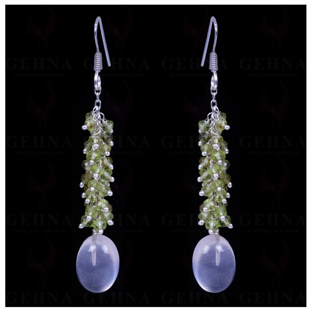 Rose Quartz & Peridot Gemstone Earrings Made In .925 Sterling Silver ES-1117