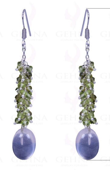 Rose Quartz & Peridot Gemstone Earrings Made In .925 Sterling Silver ES-1117