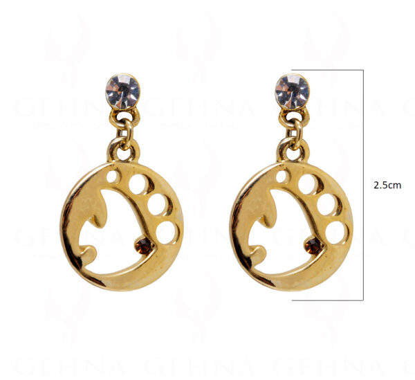 Simulated Diamond Studded Gold Plated Fish Shaped Earrings FE-1117