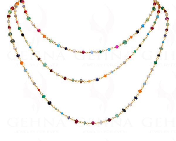 Multi Color Gemstone Faceted Bead Knotted In.925 Sterling Silver CS-1118