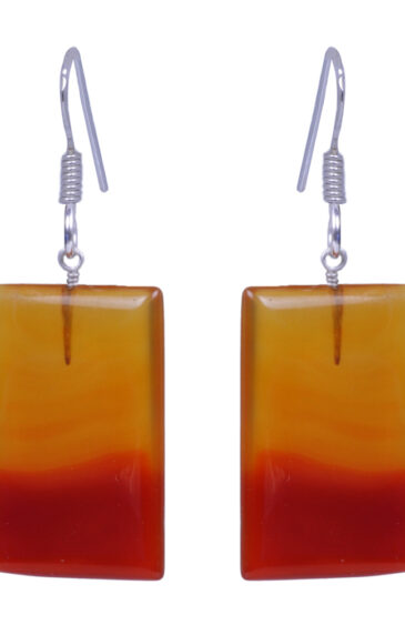 Orange Agate Gemstone Earrings Made In .925 Sterling Silver ES-1118