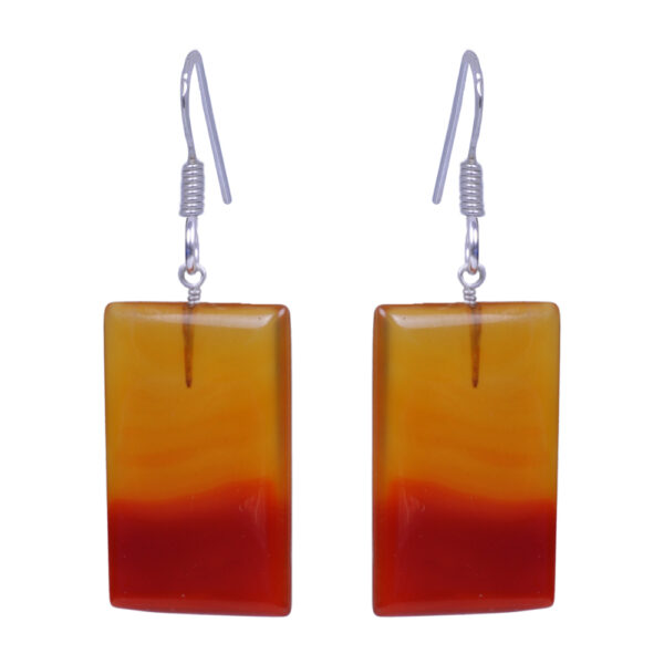 Orange Agate Gemstone Earrings Made In .925 Sterling Silver ES-1118