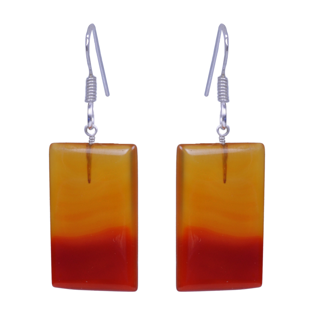 Orange Agate Gemstone Earrings Made In .925 Sterling Silver ES-1118