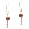 Simulated Diamond & Smoky Studded Ball Shape Tassel Earrings FE-1118