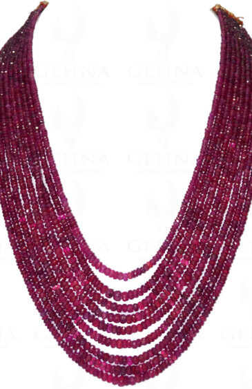 9 Rows Of Madagascar Ruby Gemstone Faceted Bead Necklace NP-1118