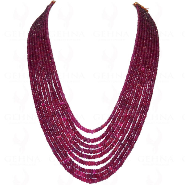 9 Rows Of Madagascar Ruby Gemstone Faceted Bead Necklace NP-1118