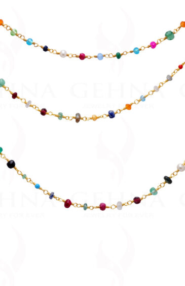 Multi Color Gemstone Faceted Bead Knotted In.925 Sterling Silver CS-1118