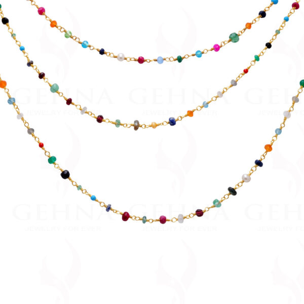 Multi Color Gemstone Faceted Bead Knotted In.925 Sterling Silver CS-1118