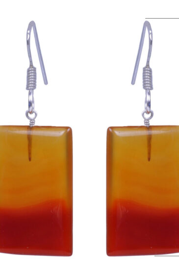 Orange Agate Gemstone Earrings Made In .925 Sterling Silver ES-1118