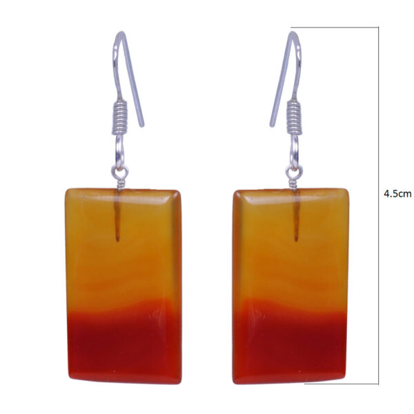 Orange Agate Gemstone Earrings Made In .925 Sterling Silver ES-1118