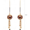 Simulated Diamond & Smoky Studded Ball Shape Tassel Earrings FE-1118