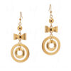 Yellow Gold Plated Bow & Round Shaped Elegant Pair Of Earrings FE-1119