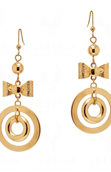 Yellow Gold Plated Bow & Round Shaped Elegant Pair Of Earrings FE-1119