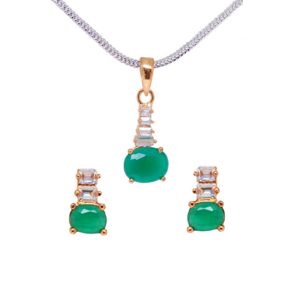 Elegant Emerald & Classic Topaz Studded Beautiful Pendant & Earring Set FP-1119