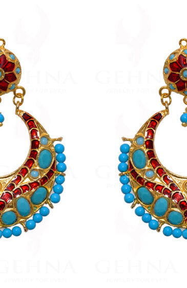 Turquoise Gemstone Chand Bali Earring LE01-1119