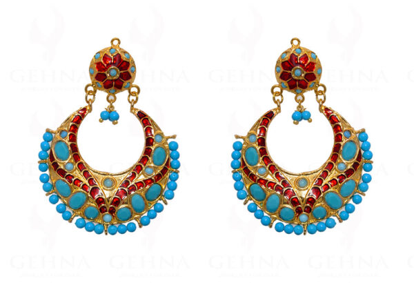 Turquoise Gemstone Chand Bali Earring LE01-1119