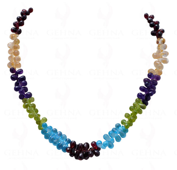 Amethyst, Citrine, Peridot, Garnet & Topaz Drop Shaped Bead Necklace NS-1119