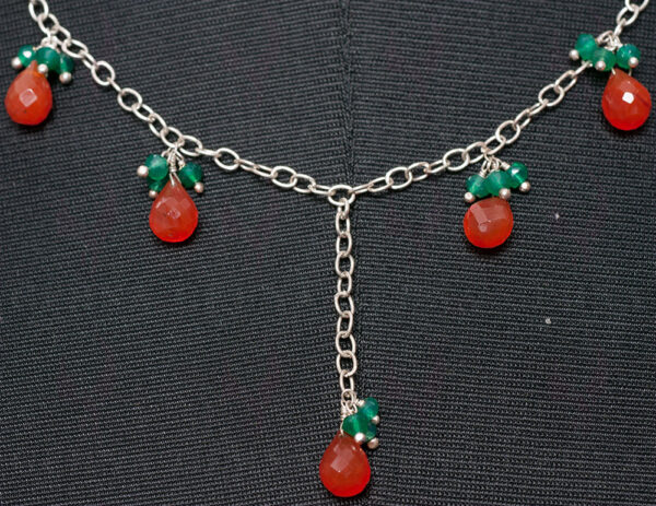 Carnelian & Green Onyx Bead In.925 Sterling Silver CS-1119