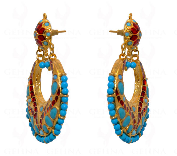 Turquoise Gemstone Chand Bali Earring LE01-1119