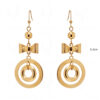Yellow Gold Plated Bow & Round Shaped Elegant Pair Of Earrings FE-1119