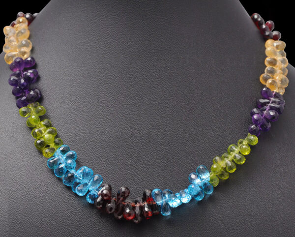 Amethyst, Citrine, Peridot, Garnet & Topaz Drop Shaped Bead Necklace NS-1119