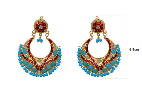 Turquoise Gemstone Chand Bali Earring LE01-1119