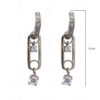 Simulated Diamond Studded Silver Plated Earrings FE-1120