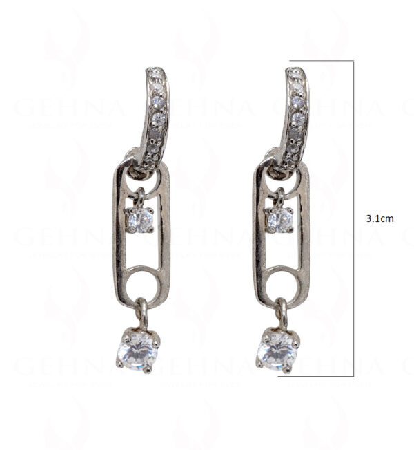 Simulated Diamond Studded Silver Plated Earrings FE-1120