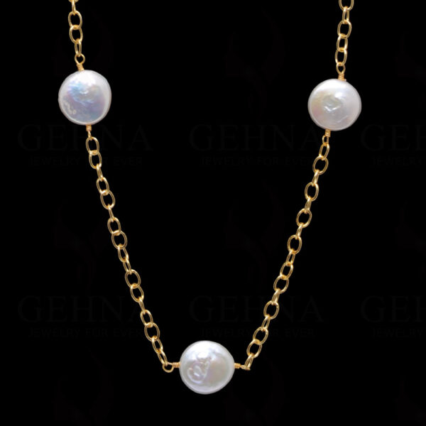 Mother Of Pearl Coin Shape Knotted Chain In .925 Sterling Silver Cm1120