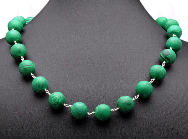 Malachite Gemstone Round Ball Shape Chain Knotted In .925 Sterling Silver CS-1121