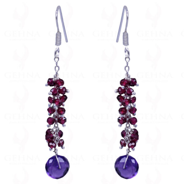 Garnet & Amethyst Gemstone Earrings Made In .925 Sterling Silver ES-1121