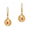 Red Onyx Studded Gold Plated Ball Shape Earrings FE-1121