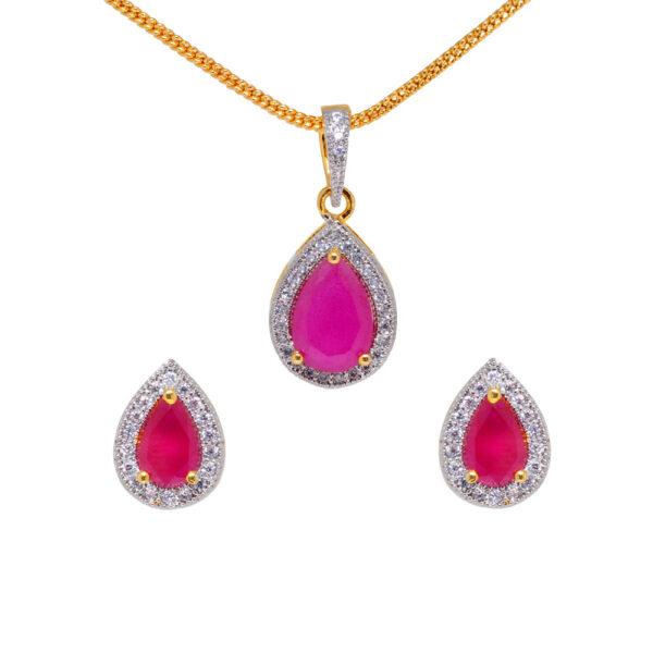 Ethnic Ruby & Classic Topaz Studded Pendant & Earring Set FP-1121