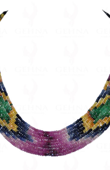 9 Rows Of Emerald Ruby Sapphire Gemstone Faceted Bead Necklace NP-1121