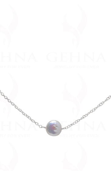 Mother Of Pearl Coin Shape Knotted Chain In .925 Sterling Silver Cm1121