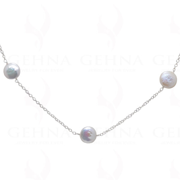 Mother Of Pearl Coin Shape Knotted Chain In .925 Sterling Silver Cm1121