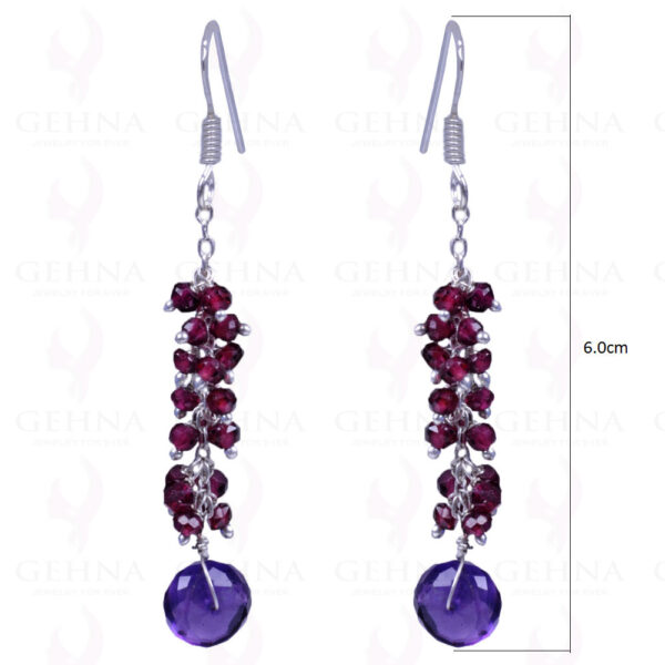 Garnet & Amethyst Gemstone Earrings Made In .925 Sterling Silver ES-1121