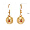 Red Onyx Studded Gold Plated Ball Shape Earrings FE-1121